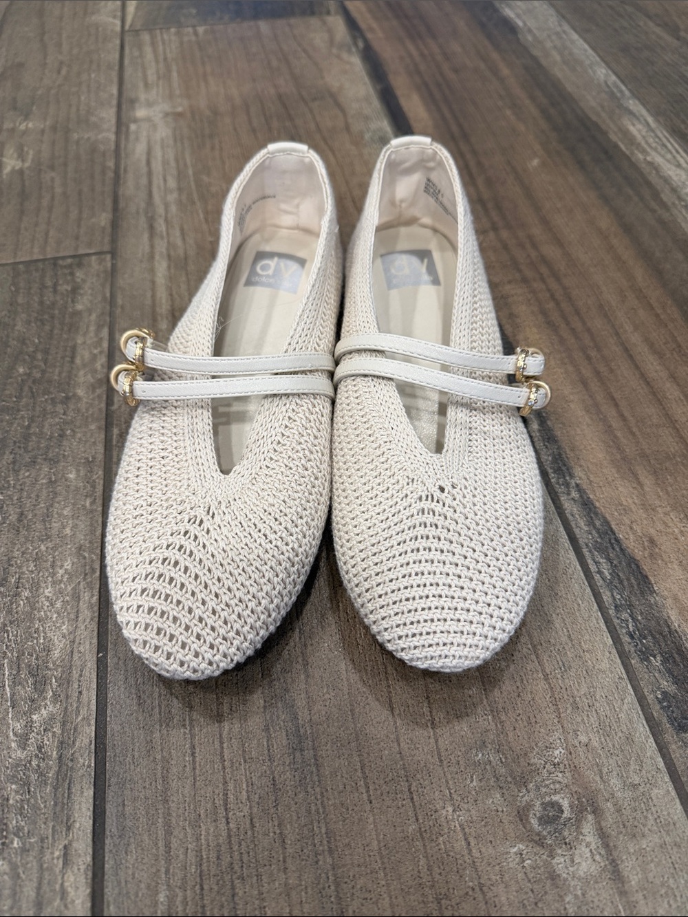 DV by Dolce Vita Lespina Crochet Flat in Cream with Gold Buckles - Picture 4 of 4